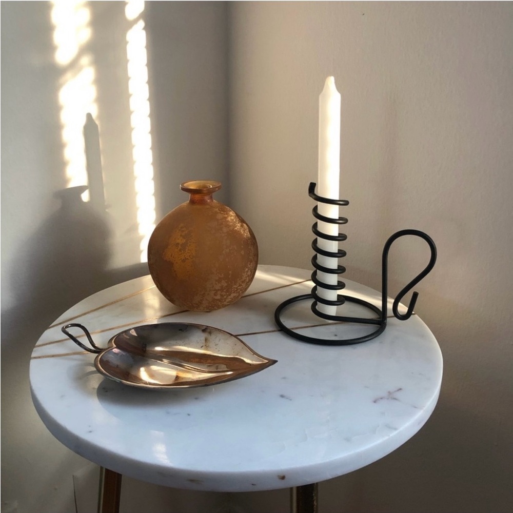 Vintage Metal Spiral Candle Holder - Black